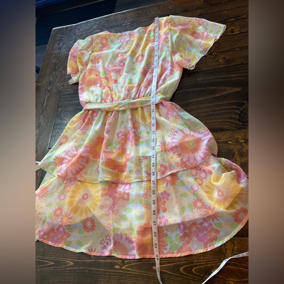 Peach Love California Floral Mini Dress - Pink, Yellow, Orange - Picture 7 of 8